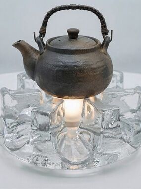 Vintage Chantal Grand Stand Glass Block Tea Light Warmer for Teapot, etc., 5.5"